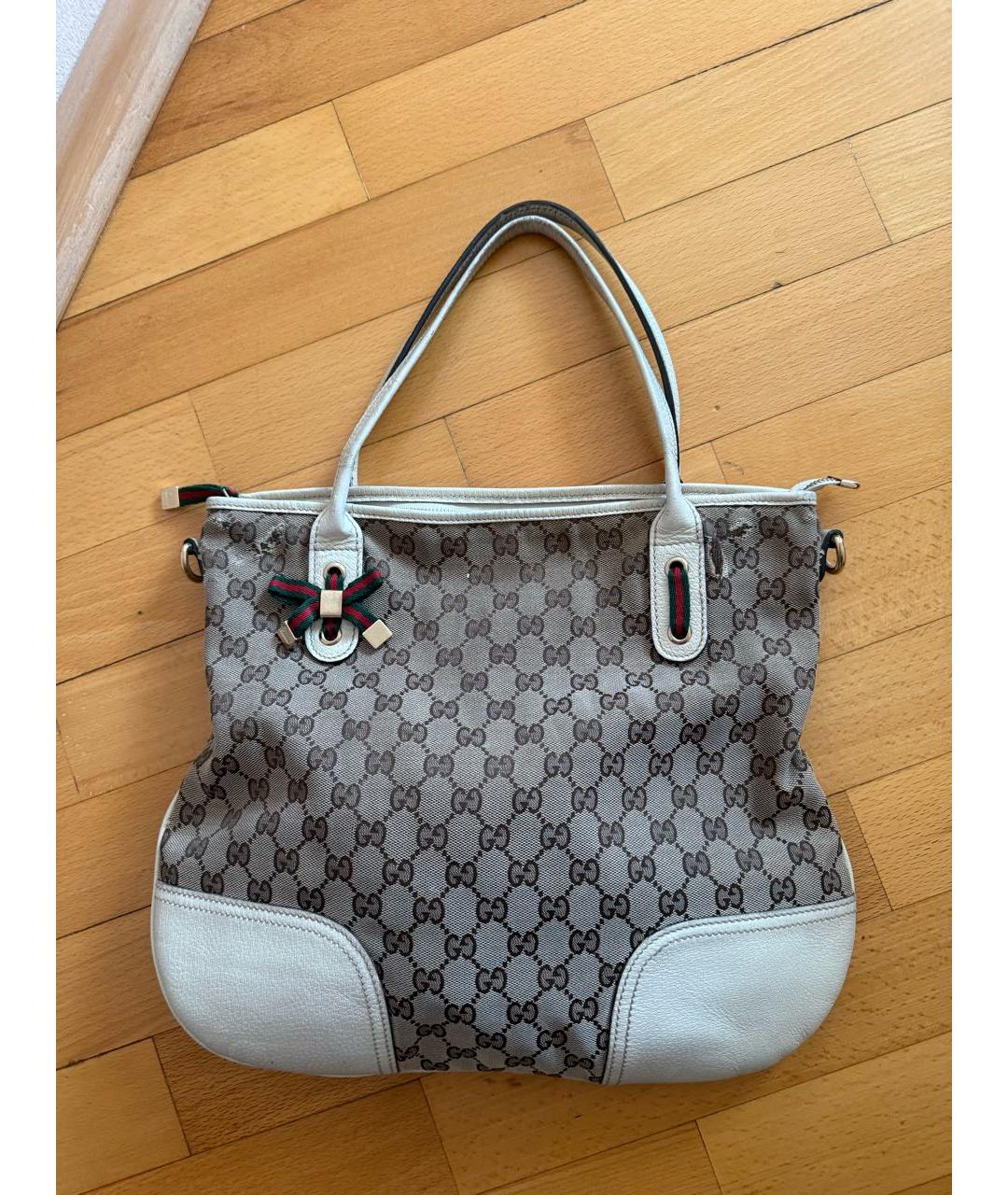 GUCCI Бежевая тканевая сумка тоут, фото 2