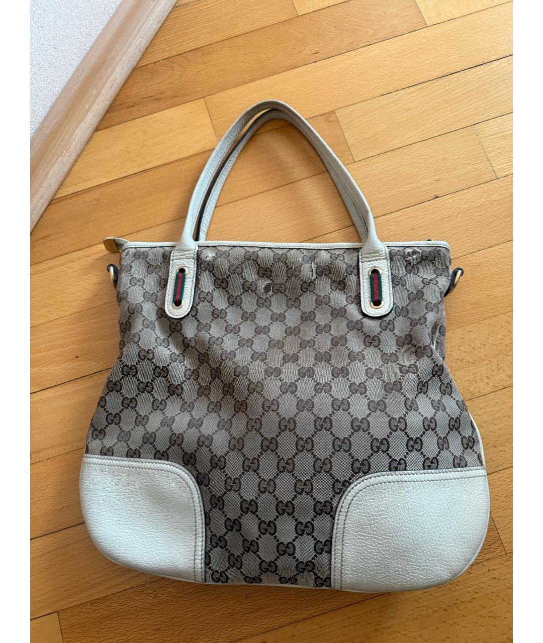 GUCCI Бежевая тканевая сумка тоут, фото 3