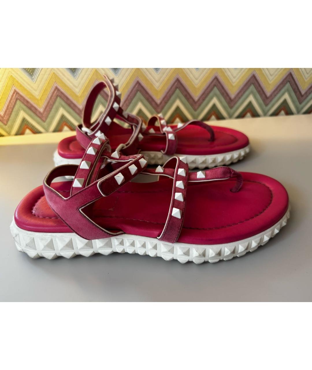 VALENTINO Розовые кожаные сандалии, фото 9