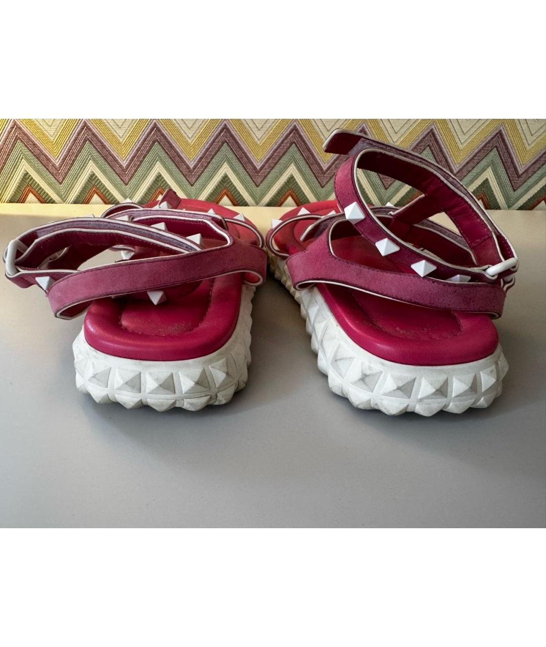 VALENTINO Розовые кожаные сандалии, фото 6