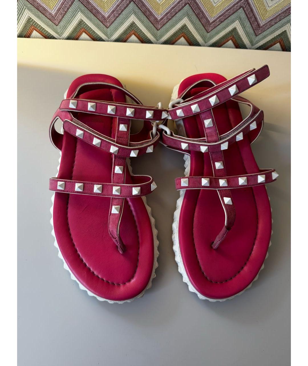 VALENTINO Розовые кожаные сандалии, фото 8
