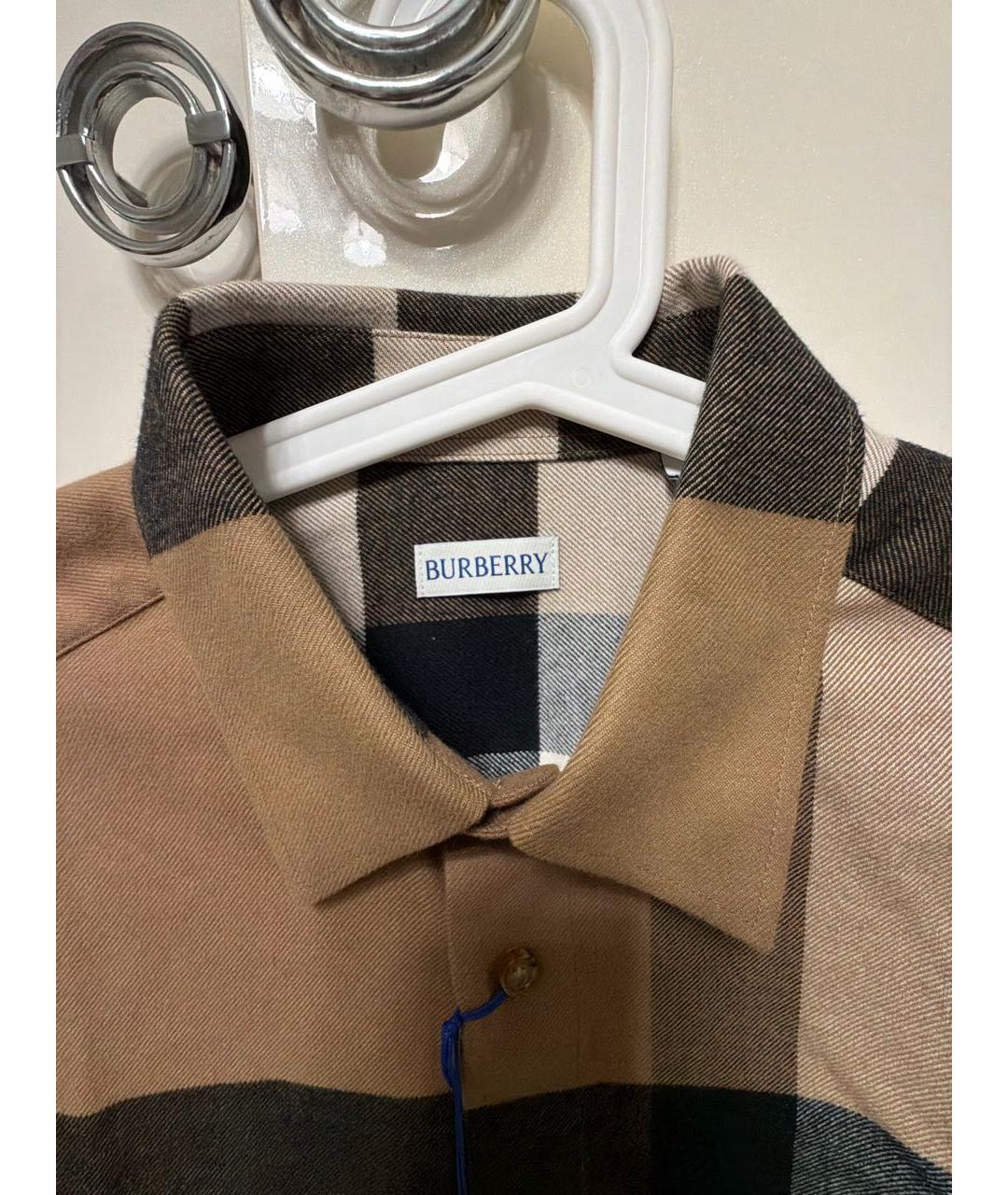 BURBERRY Коричневая хлопковая кэжуал рубашка, фото 3