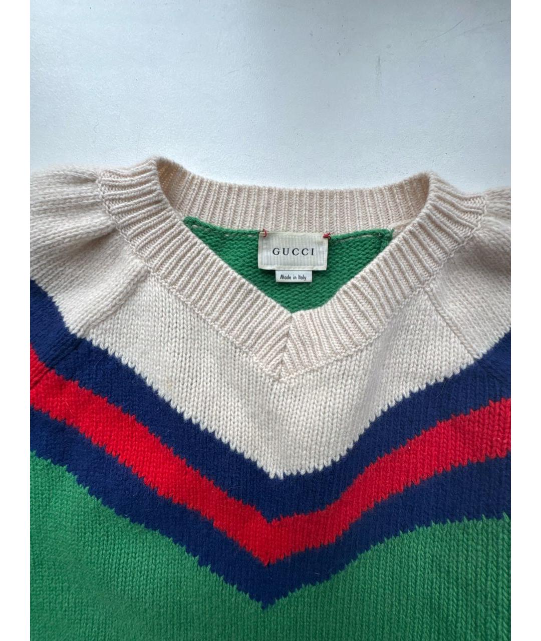GUCCI Зеленый шерстяной джемпер / свитер, фото 3