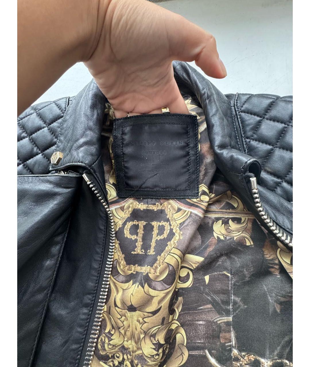 PHILIPP PLEIN Черная кожаная куртка, фото 4