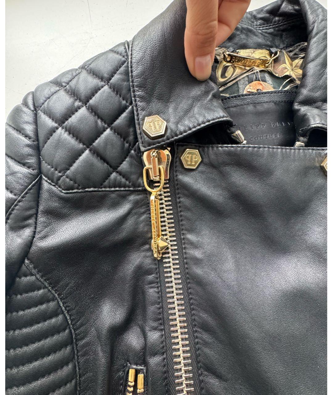 PHILIPP PLEIN Черная кожаная куртка, фото 3
