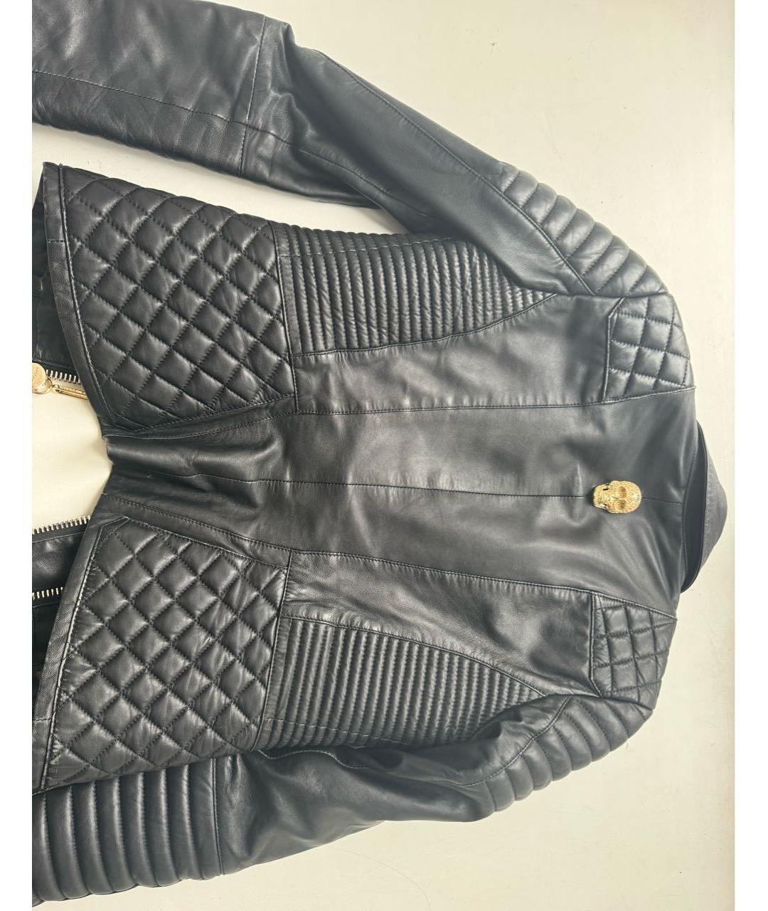 PHILIPP PLEIN Черная кожаная куртка, фото 2