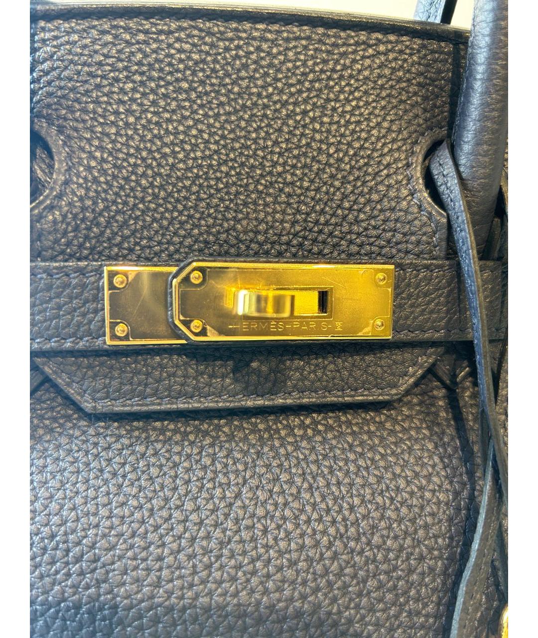 HERMES Темно-синяя кожаная сумка с короткими ручками, фото 7