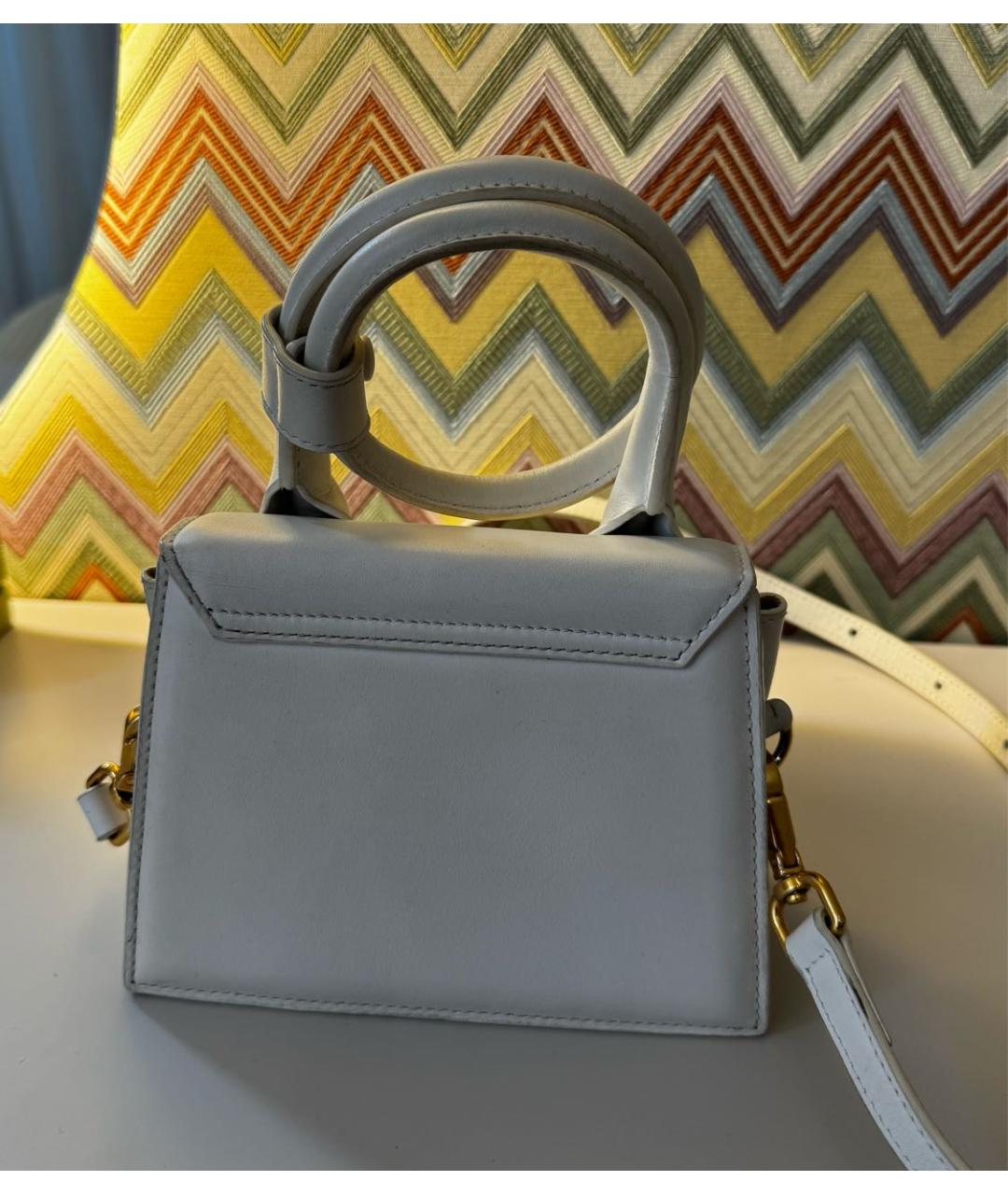 JACQUEMUS Белая кожаная сумка через плечо, фото 4