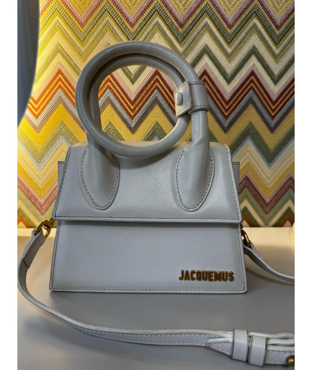 JACQUEMUS Белая кожаная сумка через плечо, фото 2