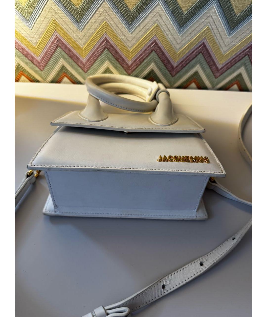 JACQUEMUS Белая кожаная сумка через плечо, фото 3