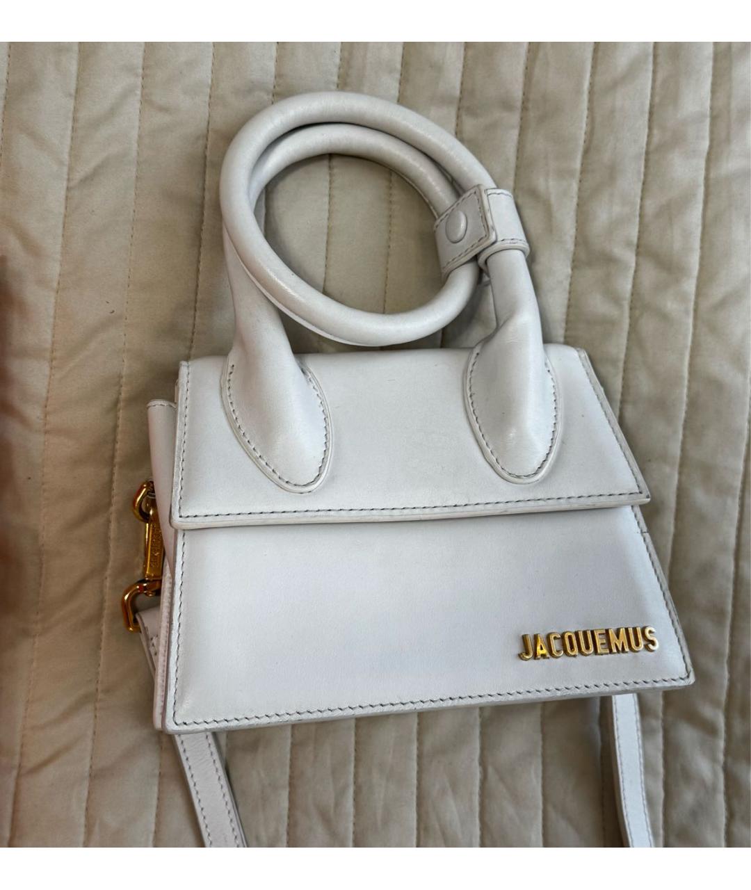 JACQUEMUS Белая кожаная сумка через плечо, фото 7