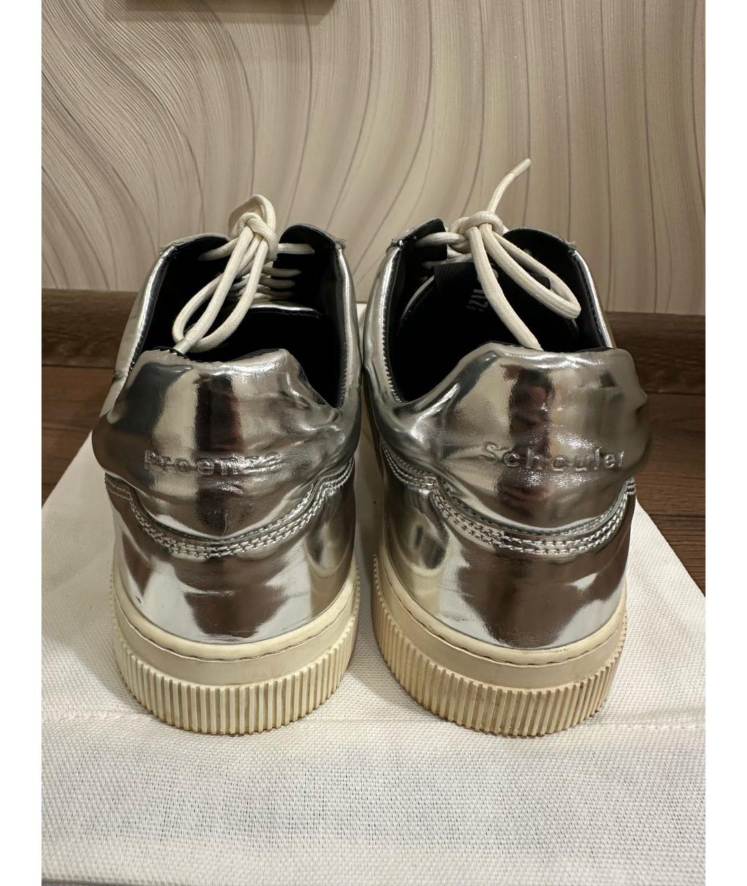 PROENZA SCHOULER Серебряные кожаные кроссовки, фото 4