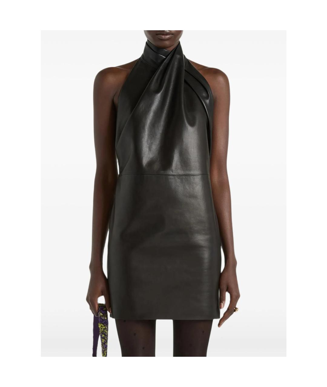 BALMAIN Черное кожаное вечернее платье, фото 6
