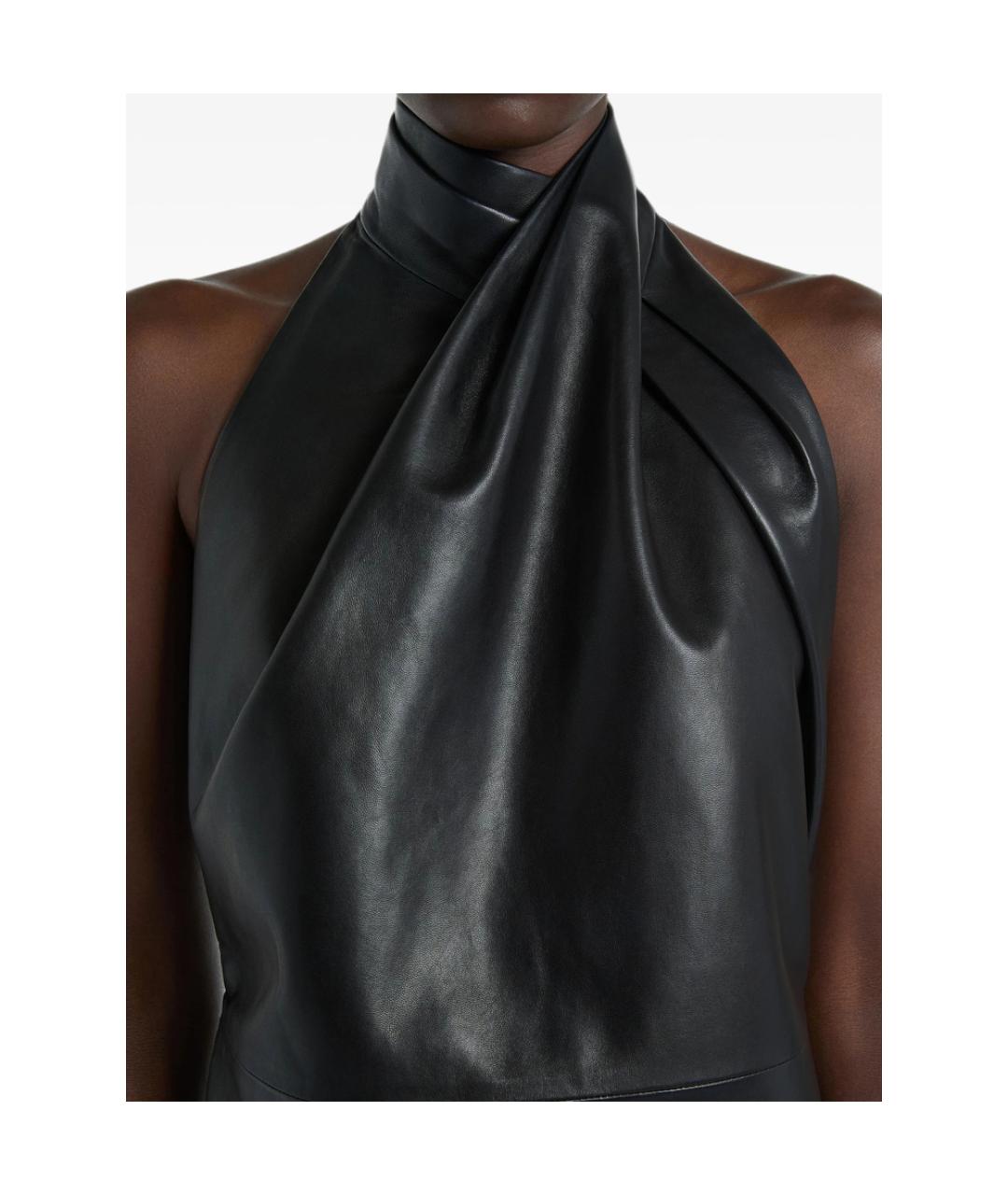 BALMAIN Черное кожаное вечернее платье, фото 5