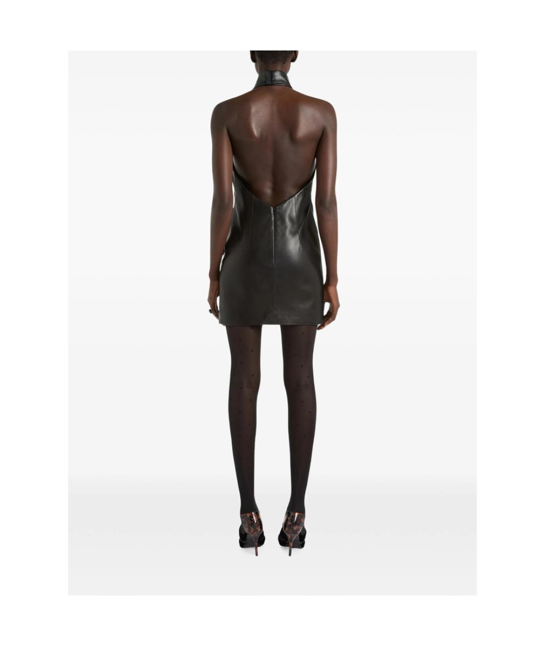 BALMAIN Черное кожаное вечернее платье, фото 4