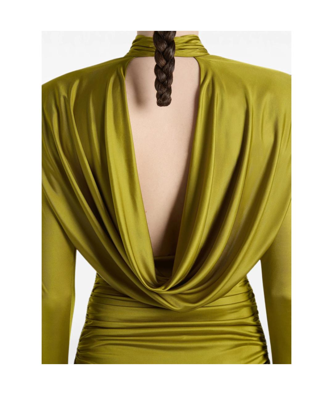 BALMAIN Зеленое вискозное коктейльное платье, фото 2