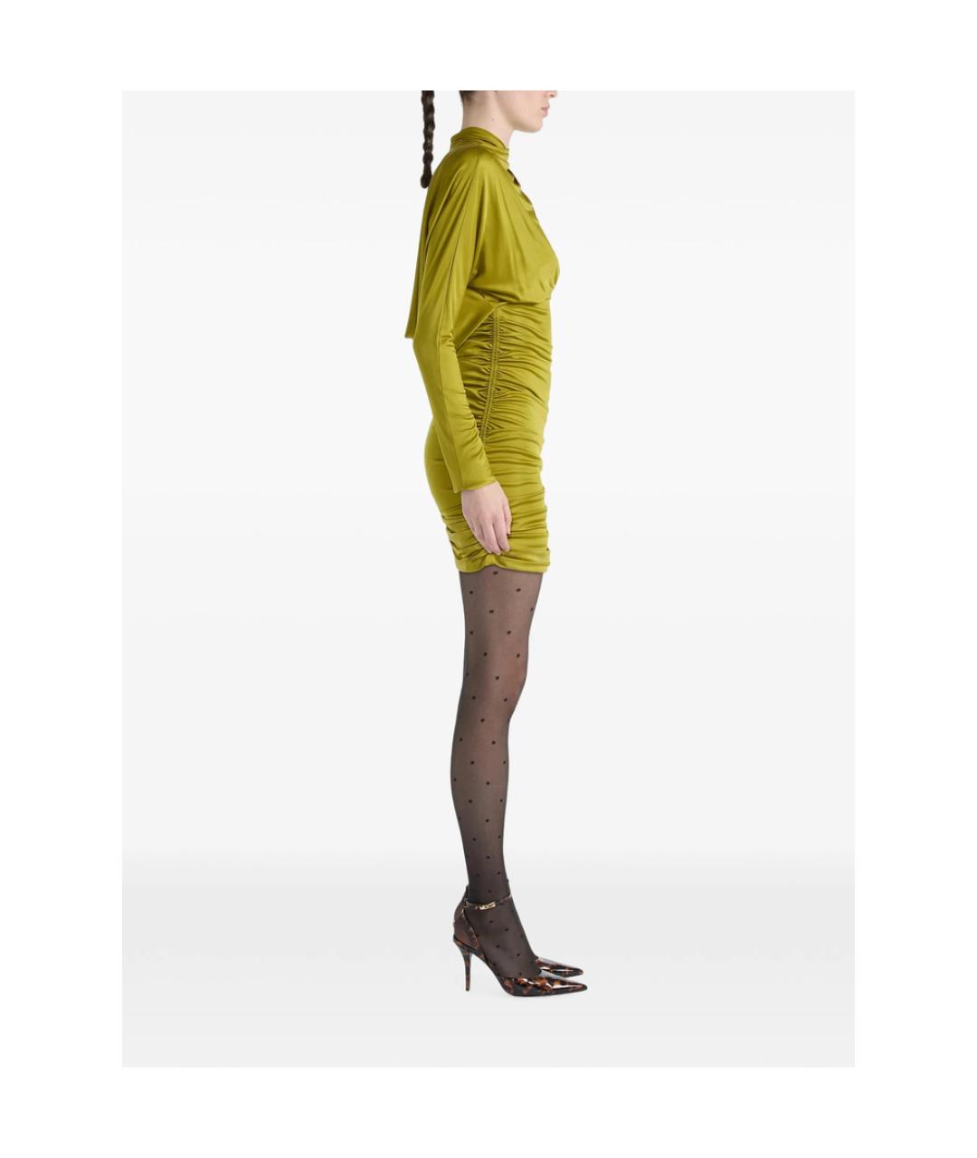 BALMAIN Зеленое вискозное коктейльное платье, фото 3