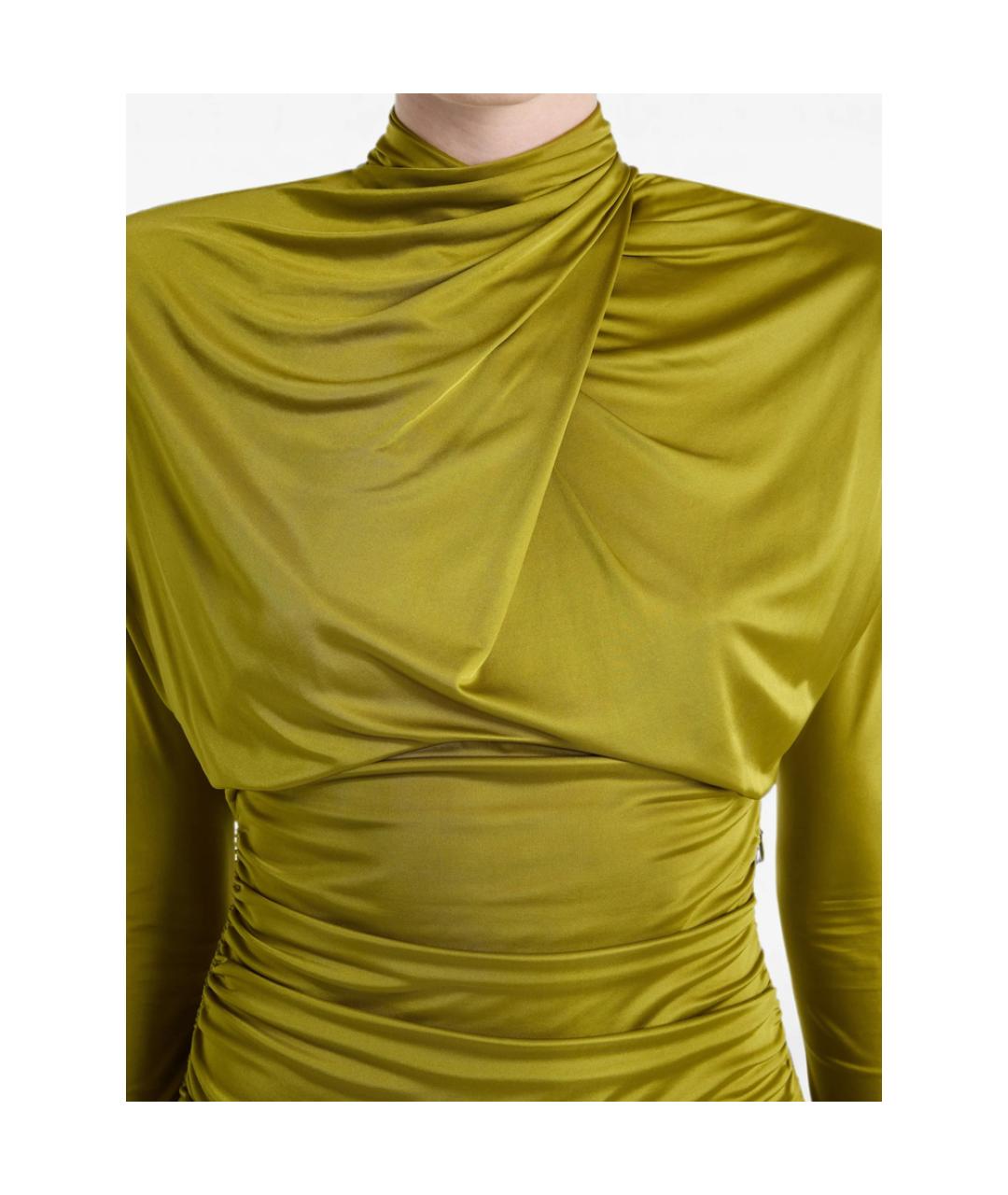 BALMAIN Зеленое вискозное коктейльное платье, фото 4