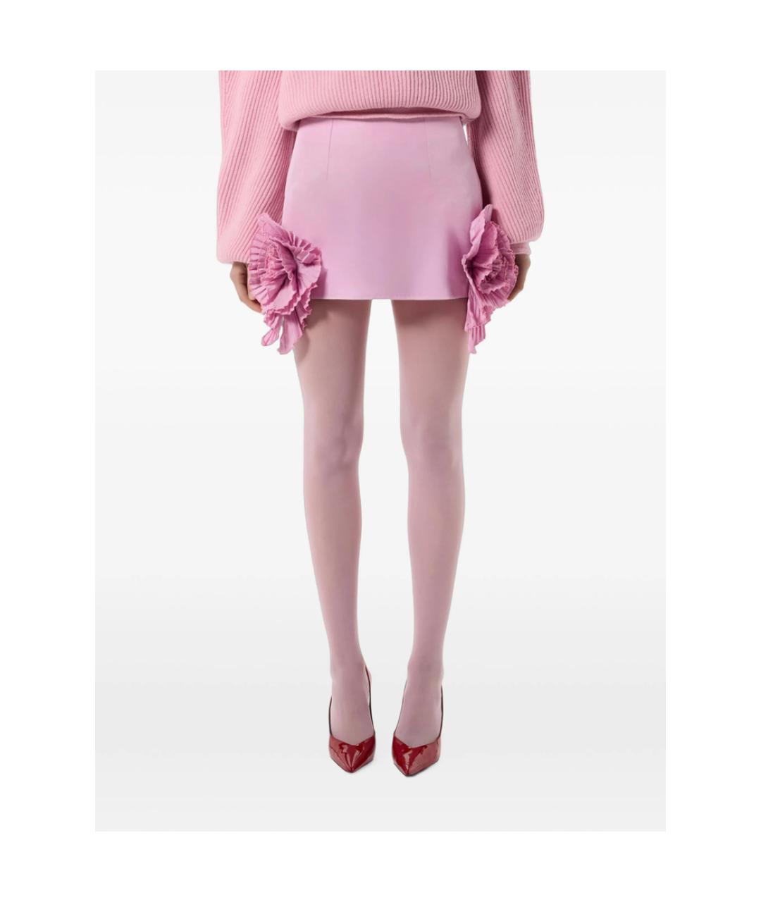 BLUMARINE Розовая полиэстеровая юбка мини, фото 4