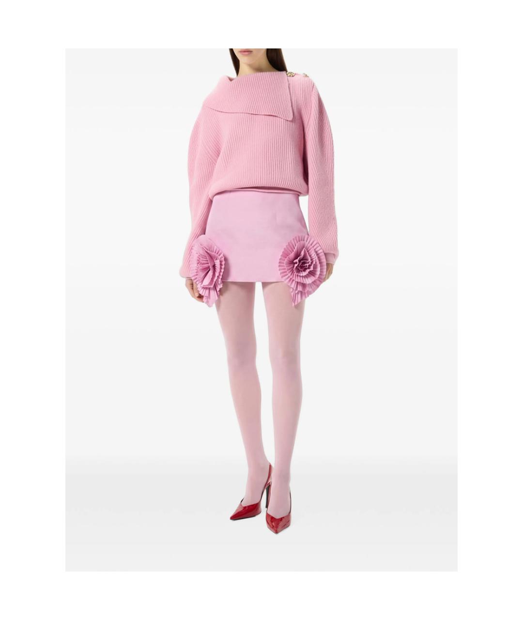 BLUMARINE Розовая полиэстеровая юбка мини, фото 2