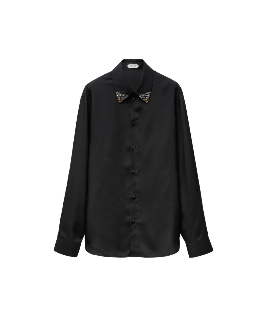 VERSACE Черная шелковая классическая рубашка, фото 1