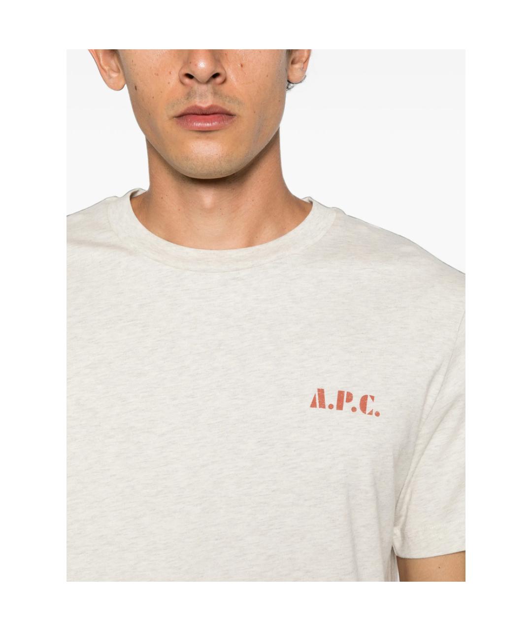 A.P.C. Бежевая хлопковая футболка, фото 2