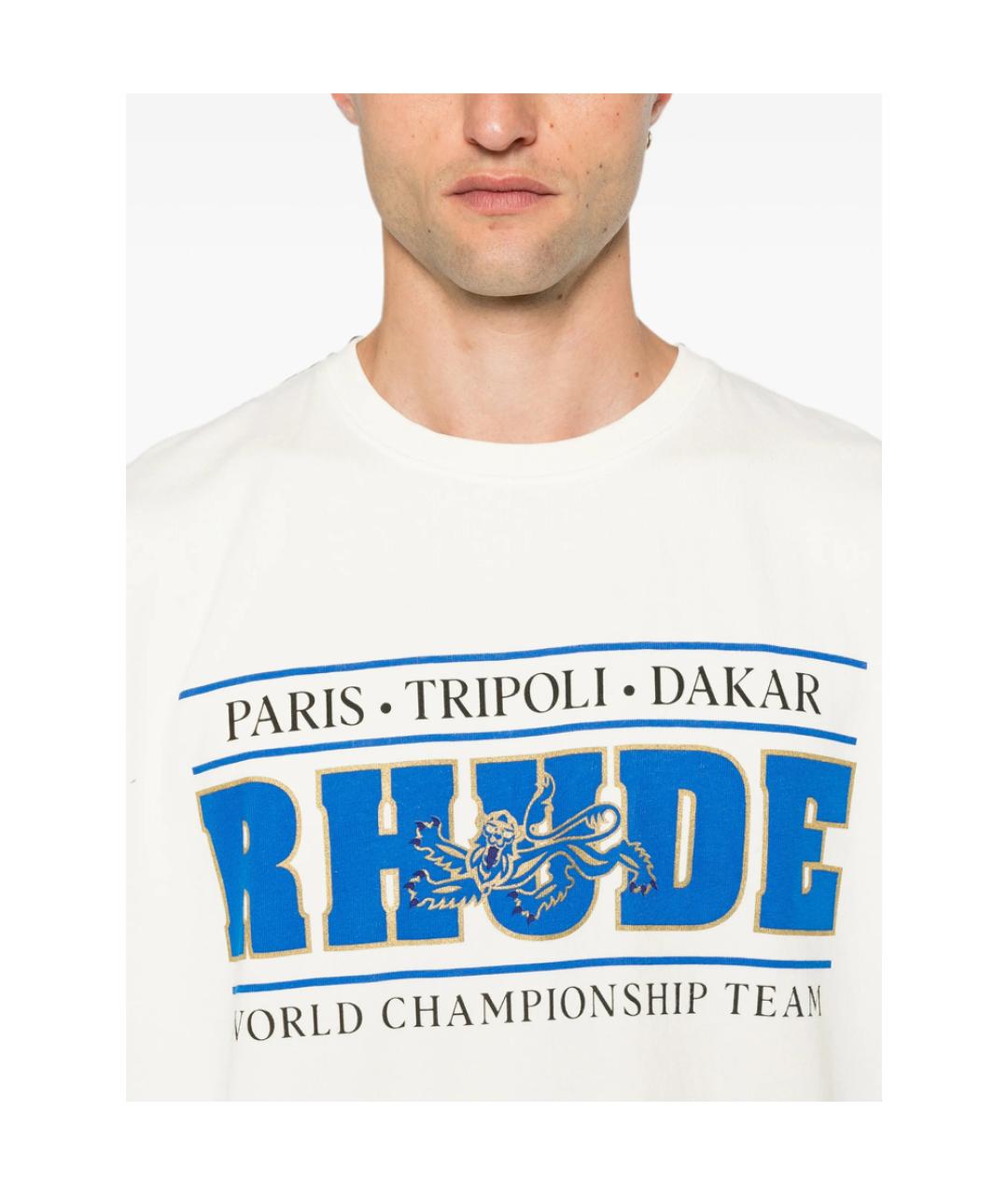 RHUDE Бежевая хлопковая футболка, фото 3