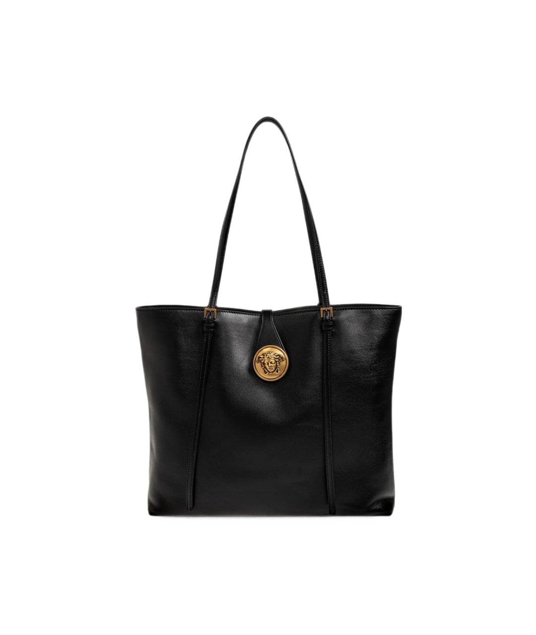 VERSACE Черная кожаная сумка тоут, фото 1