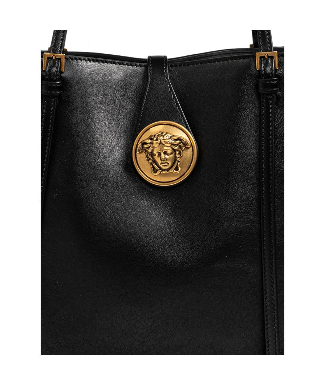 VERSACE Черная кожаная сумка тоут, фото 2