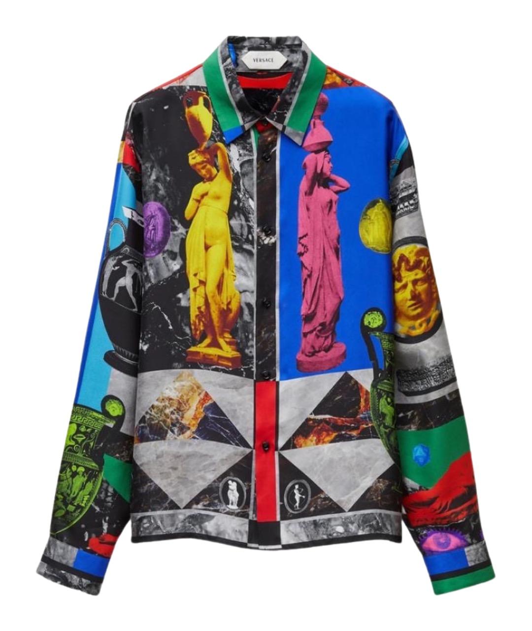 VERSACE Мульти шелковая кэжуал рубашка, фото 1