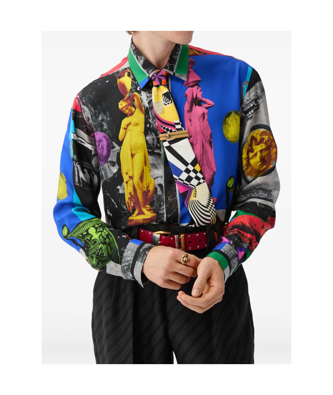 VERSACE Мульти шелковая кэжуал рубашка, фото 4