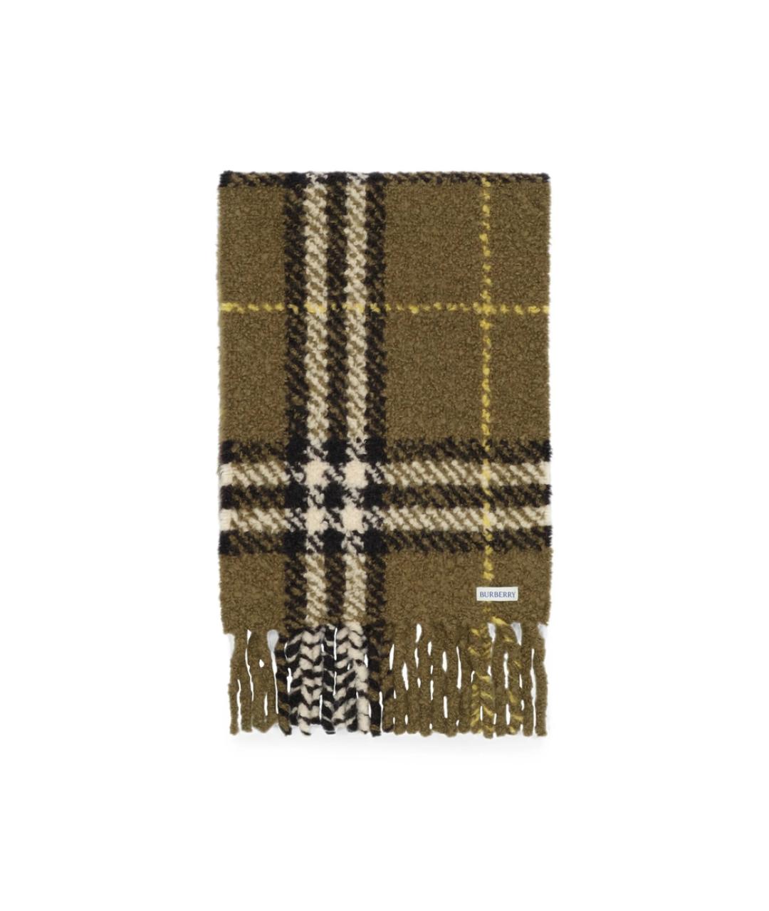 BURBERRY Зеленый шерстяной шарф, фото 1