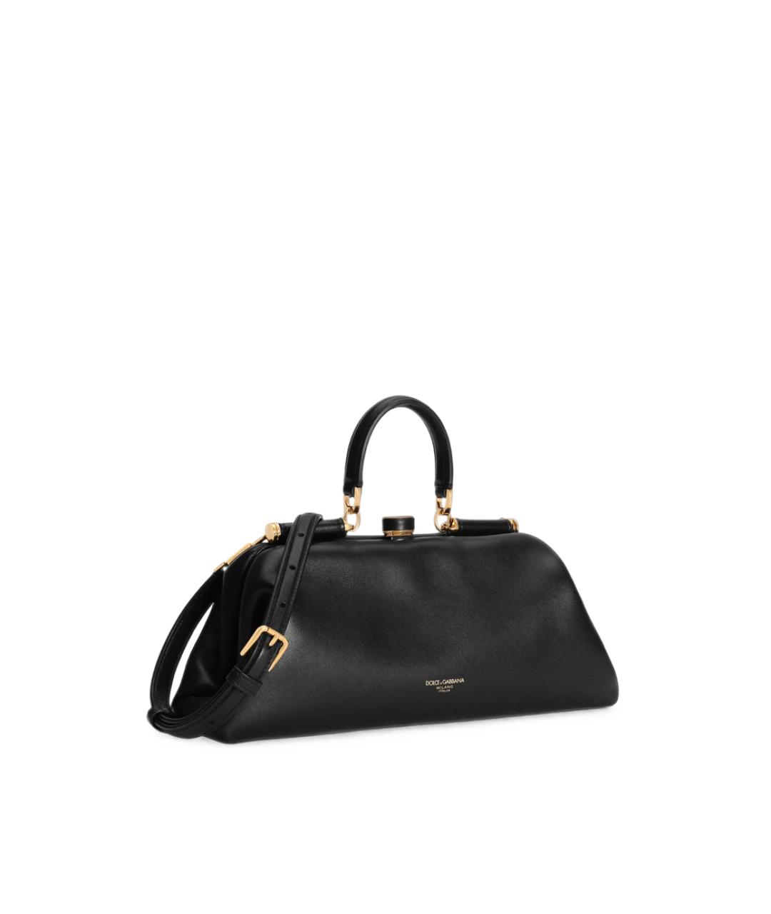DOLCE&GABBANA Черная кожаная сумка с короткими ручками, фото 3