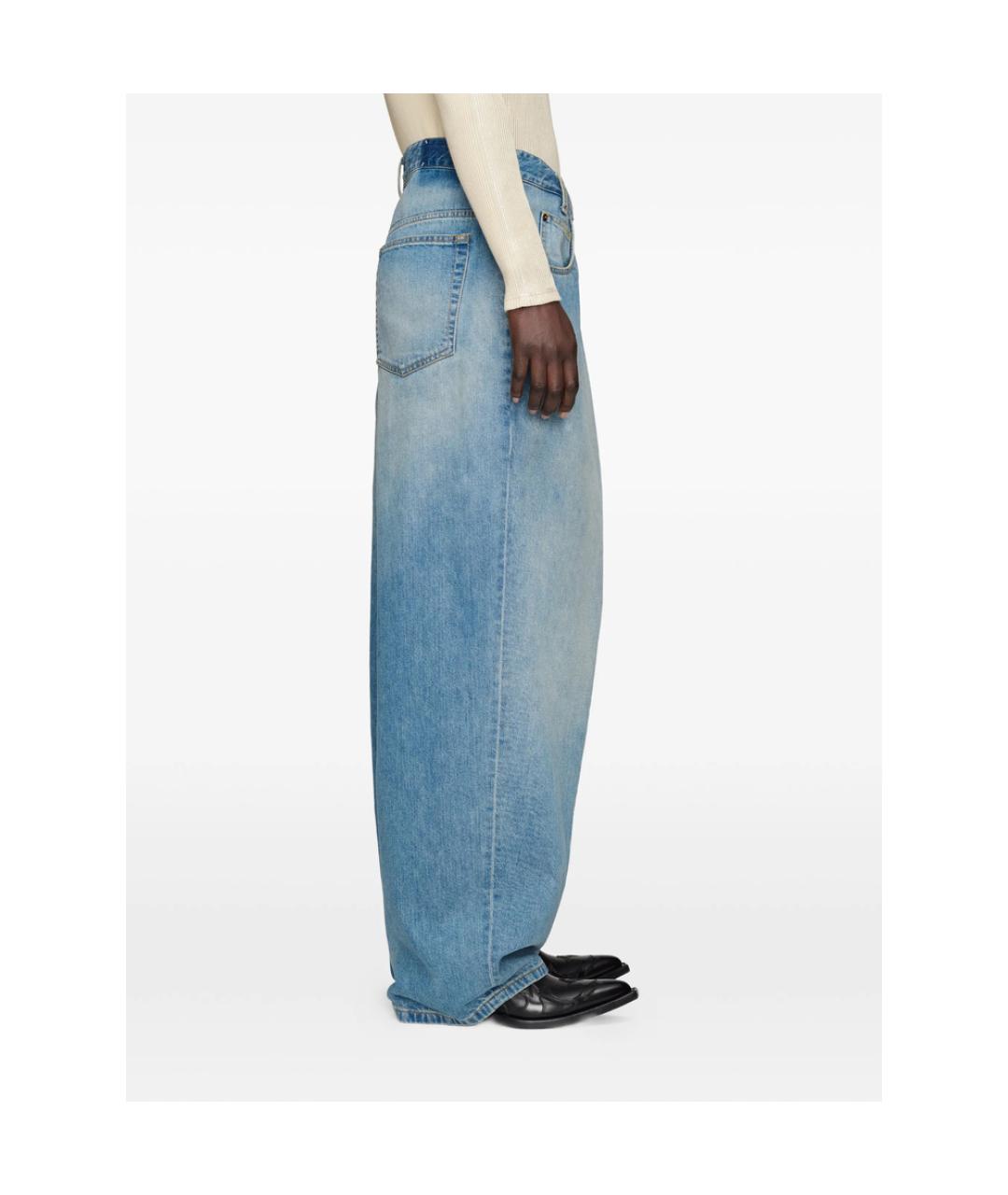 MAISON MARGIELA Голубые хлопковые прямые джинсы, фото 5