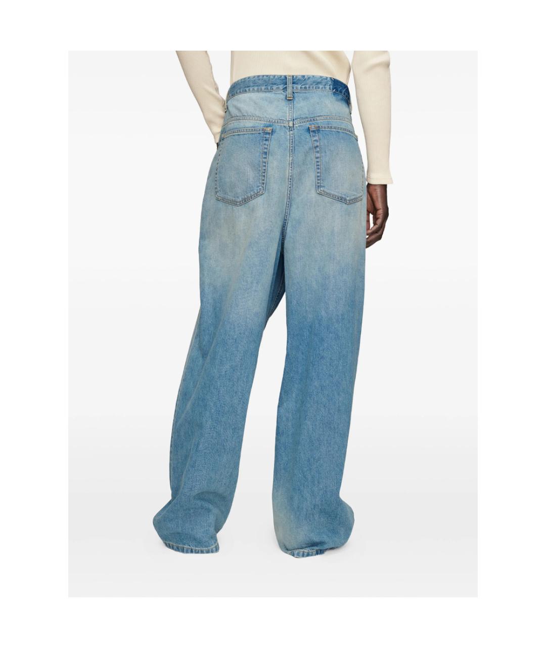 MAISON MARGIELA Голубые хлопковые прямые джинсы, фото 3