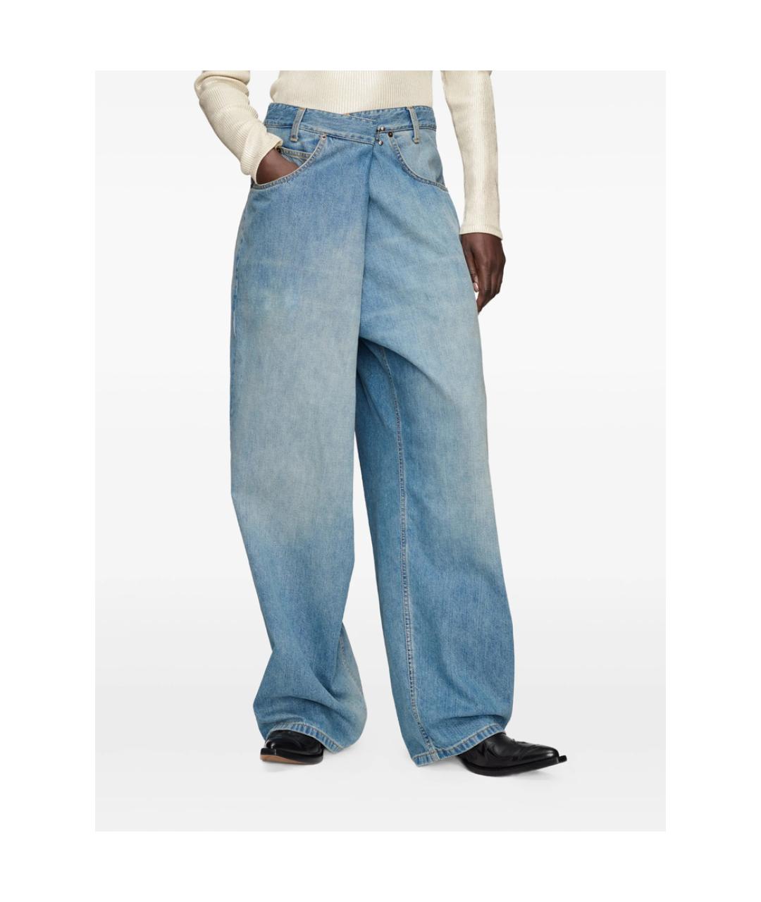 MAISON MARGIELA Голубые хлопковые прямые джинсы, фото 4