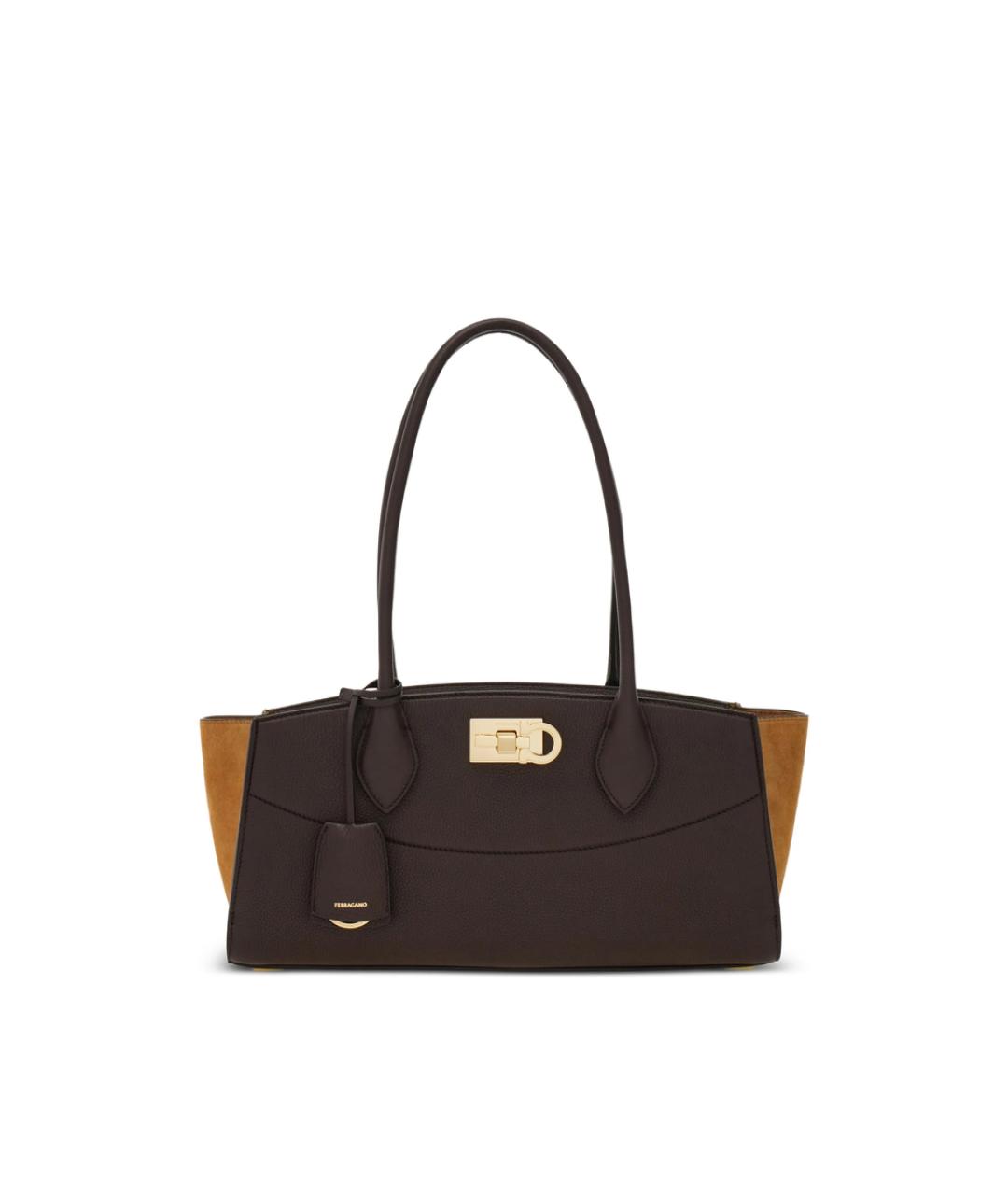 FERRAGAMO Коричневая замшевая сумка через плечо, фото 1