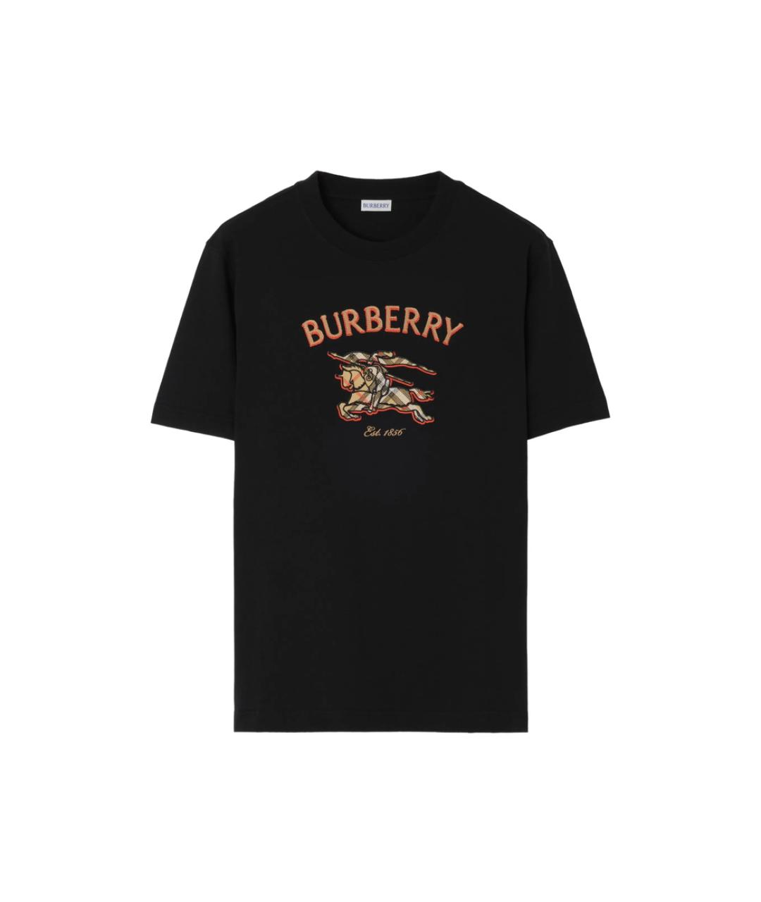 BURBERRY Черная хлопковая футболка, фото 1