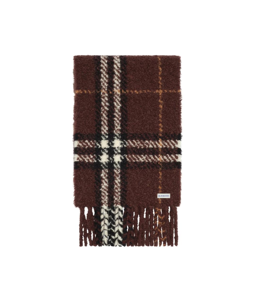 BURBERRY Коричневый шерстяной шарф, фото 1