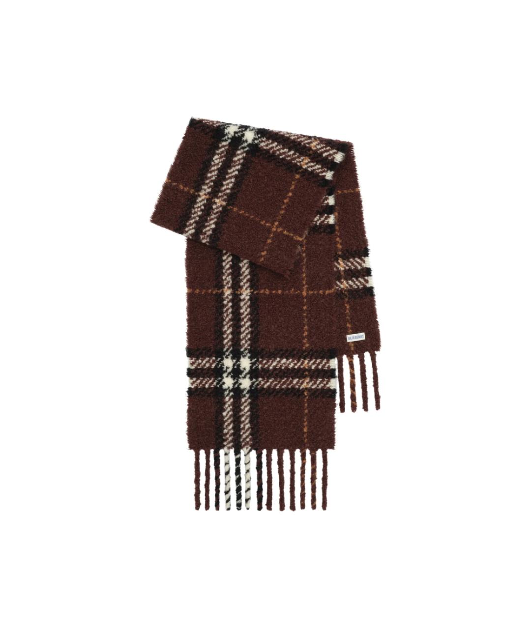 BURBERRY Коричневый шерстяной шарф, фото 2