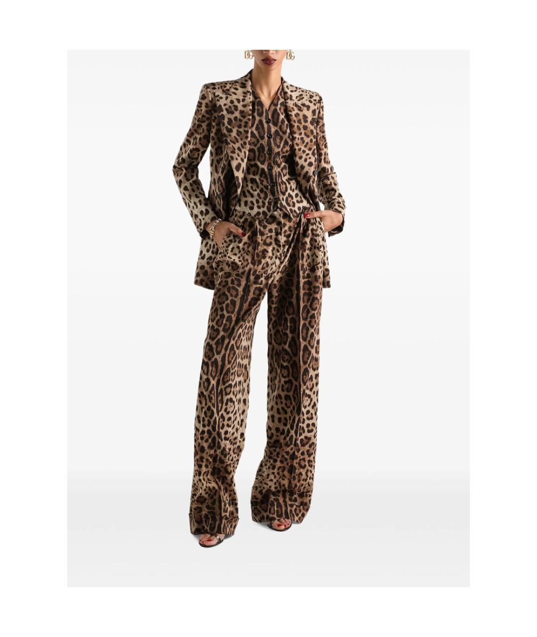 DOLCE&GABBANA Коричневые шерстяные прямые брюки, фото 4