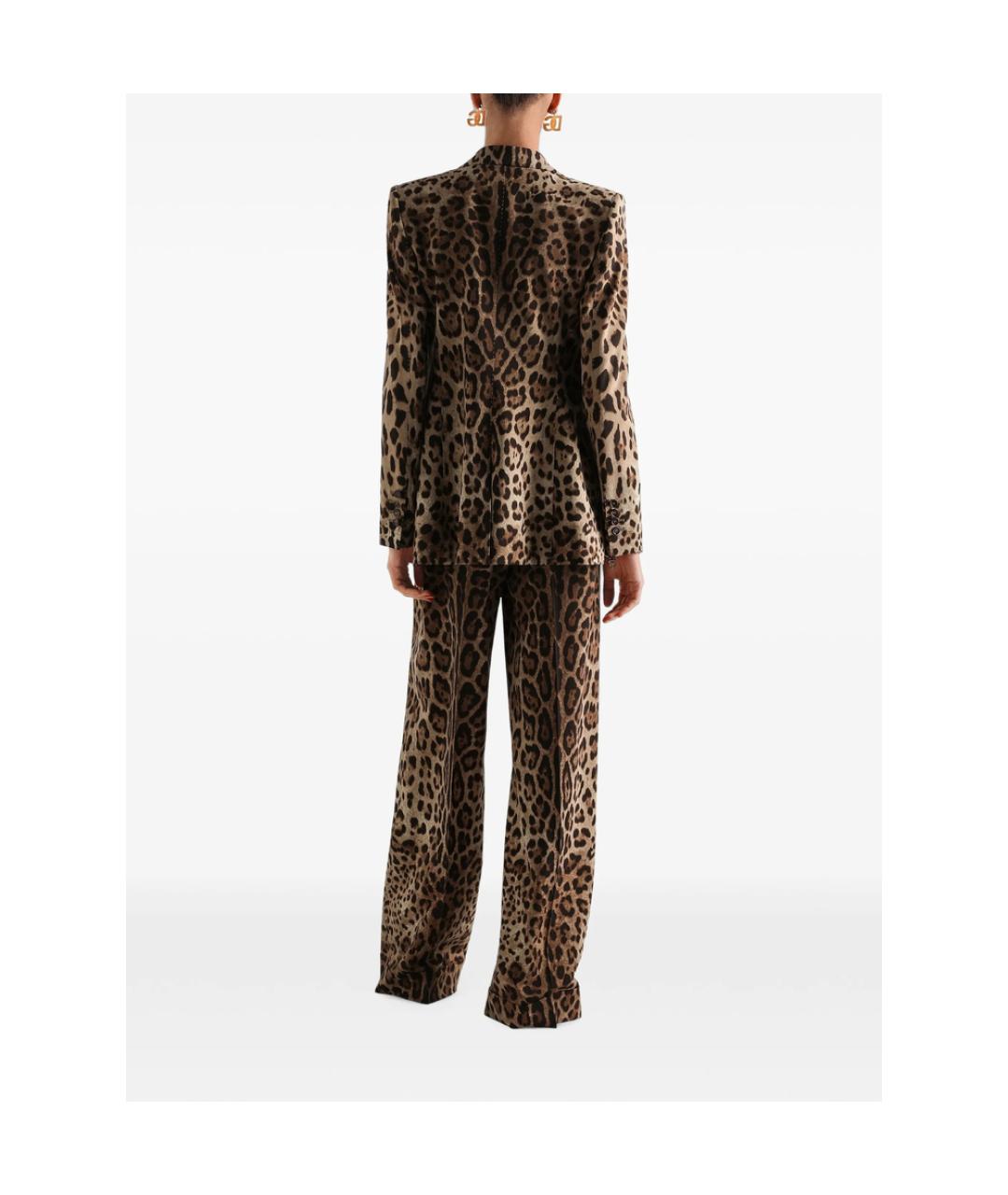 DOLCE&GABBANA Коричневые шерстяные прямые брюки, фото 3