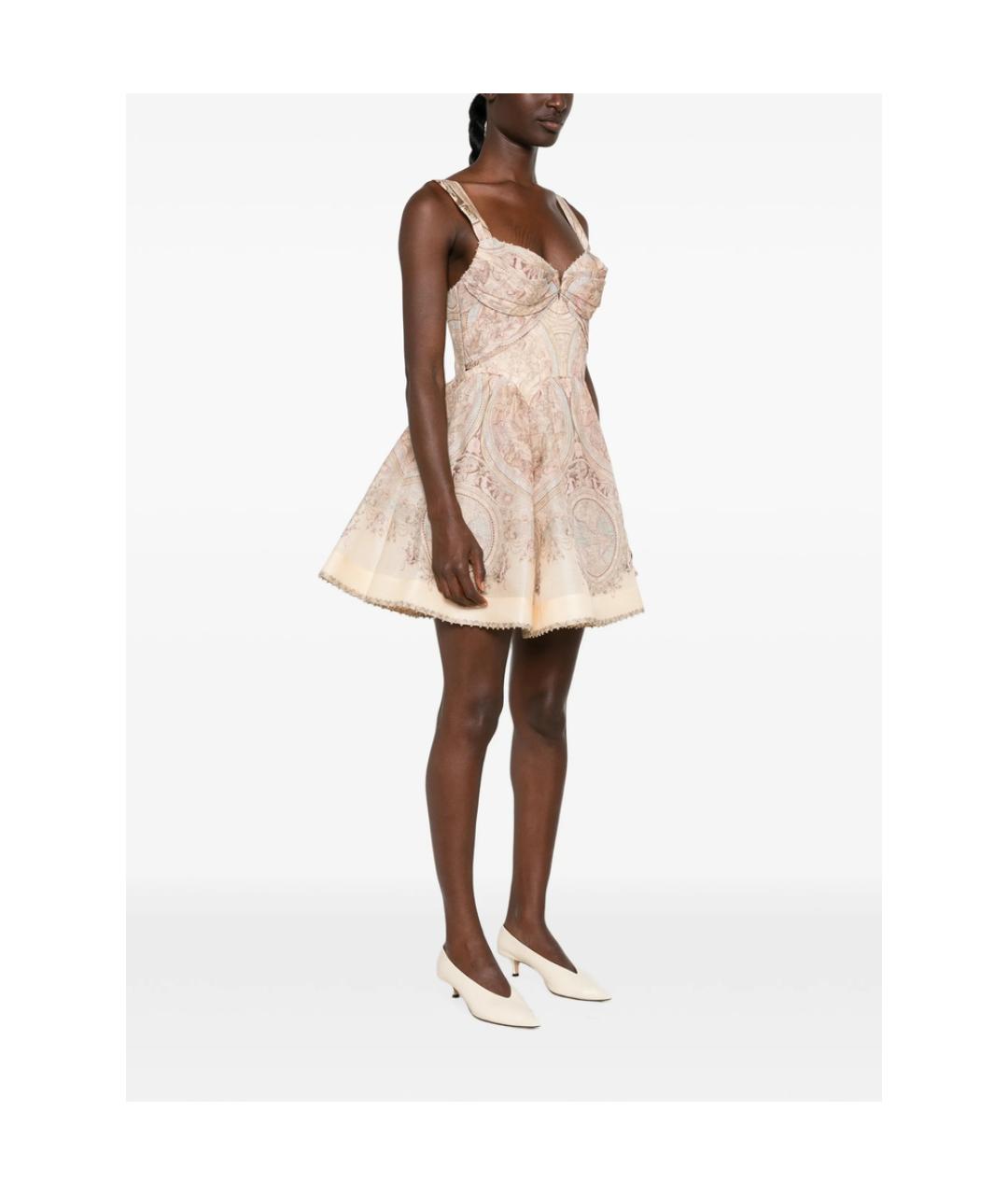 ZIMMERMANN Бежевое льняное коктейльное платье, фото 3