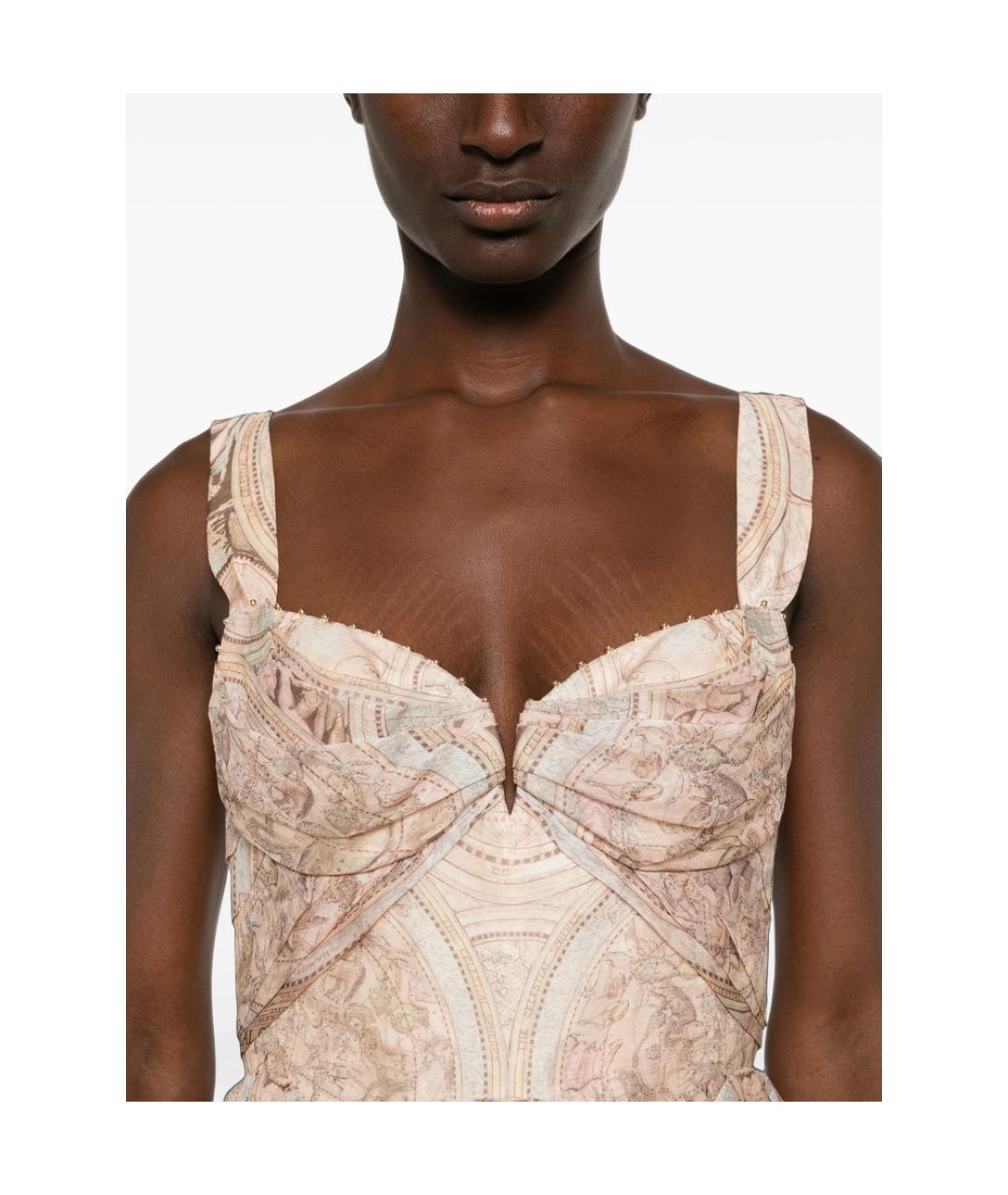 ZIMMERMANN Бежевое льняное коктейльное платье, фото 2