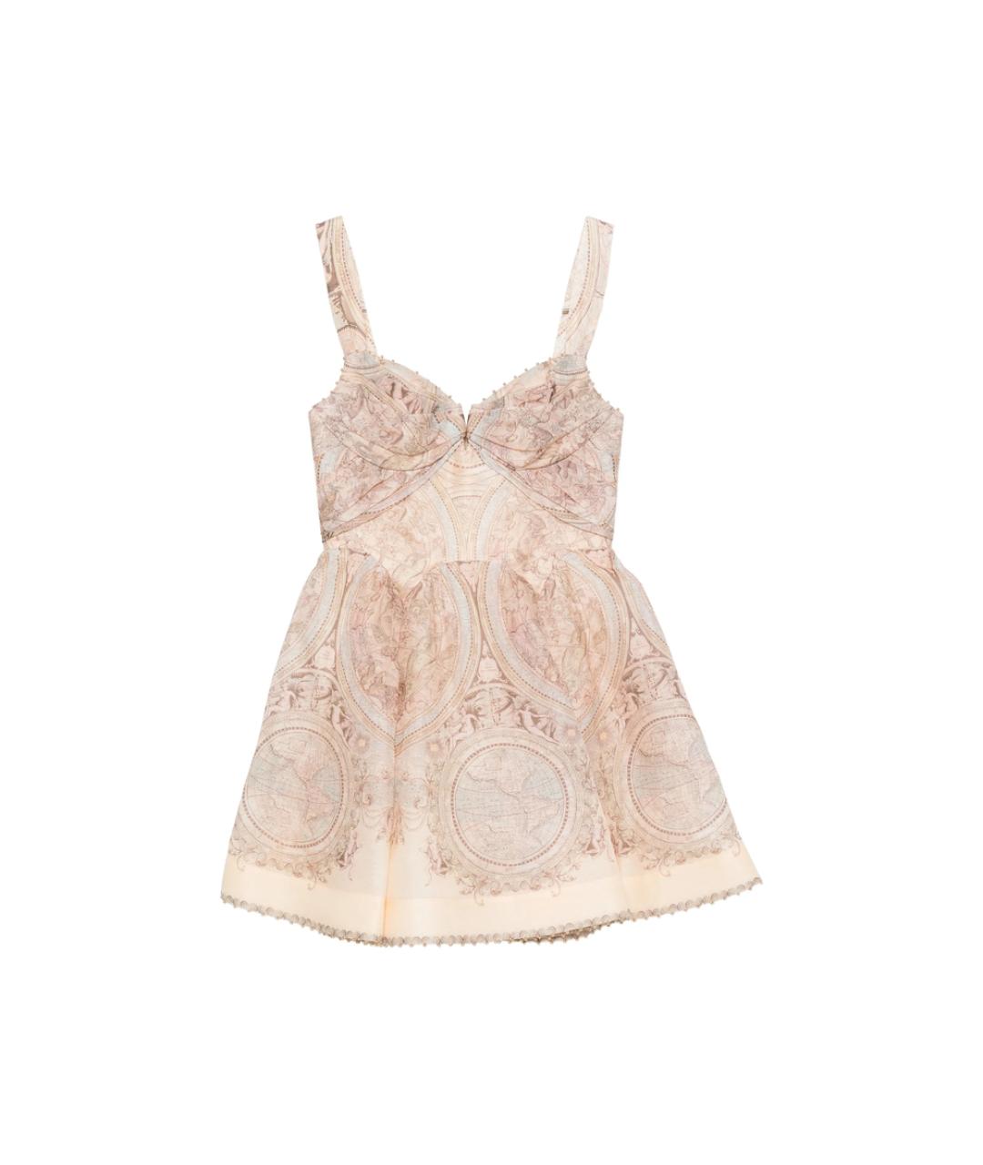 ZIMMERMANN Бежевое льняное коктейльное платье, фото 1