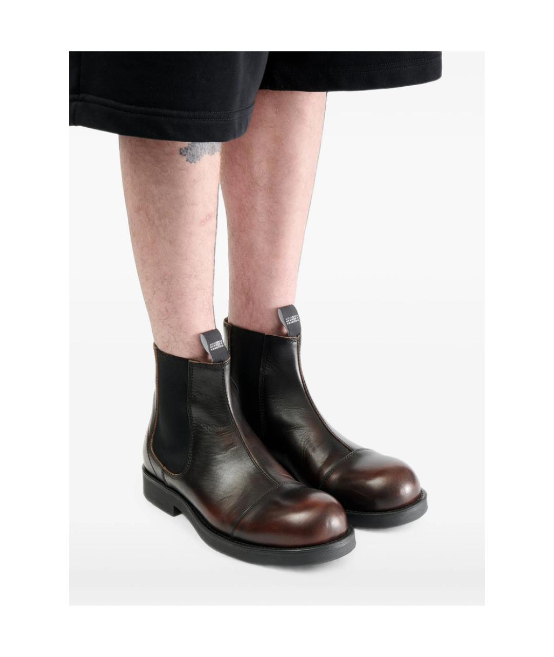 MM6 MAISON MARGIELA Коричневые кожаные низкие ботинки, фото 3