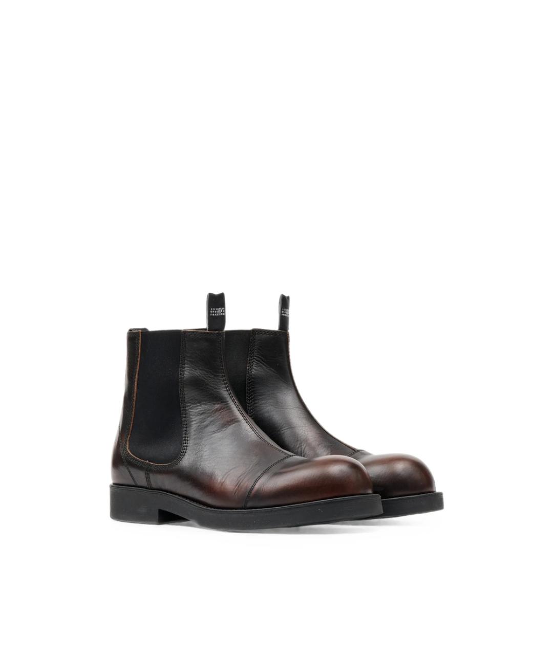MM6 MAISON MARGIELA Коричневые кожаные низкие ботинки, фото 5