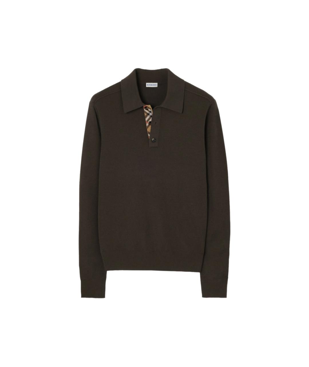 BURBERRY Коричневое шерстяное поло с длинным рукавом, фото 1