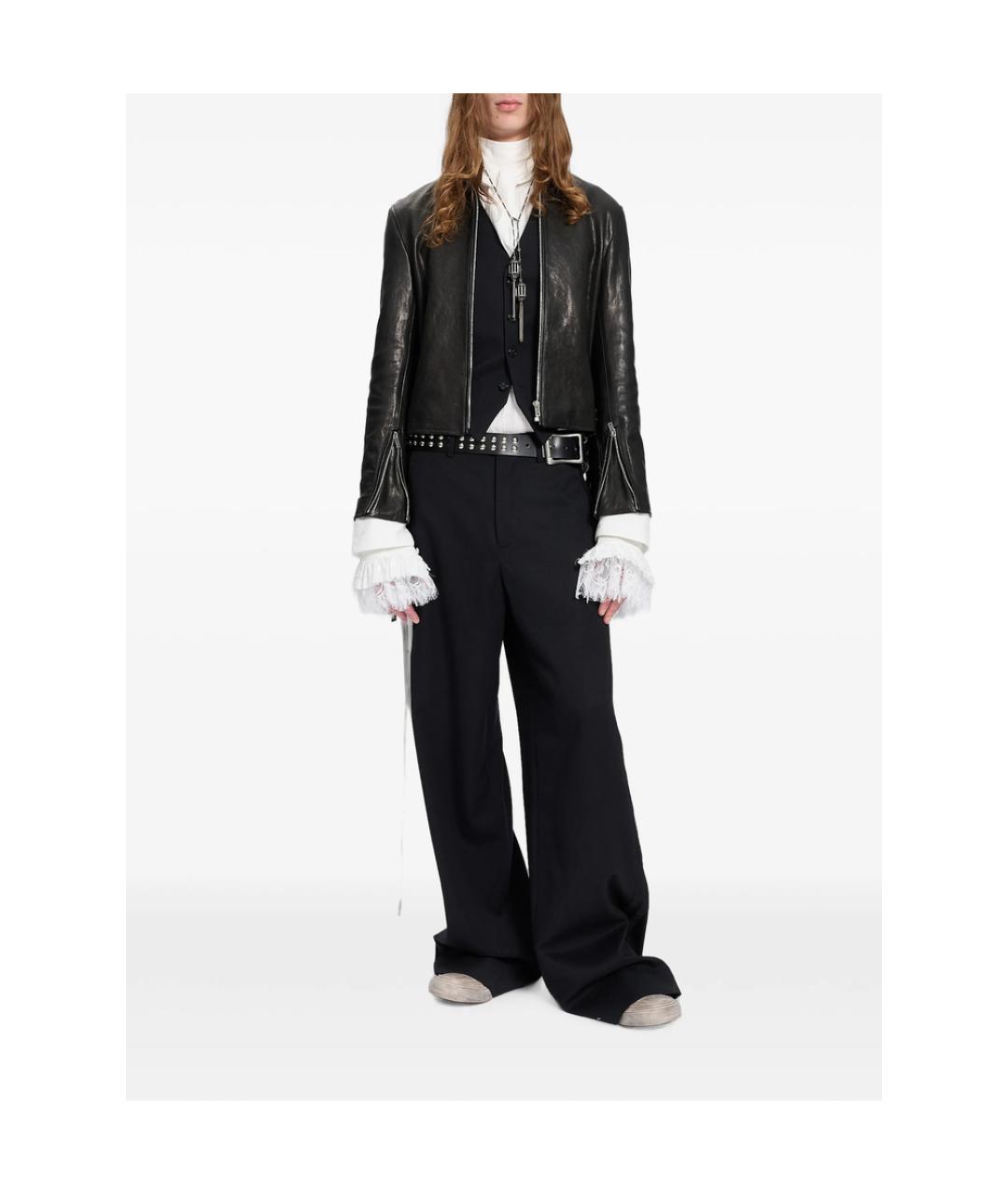 ANN DEMEULEMEESTER Черные шерстяные повседневные брюки, фото 3