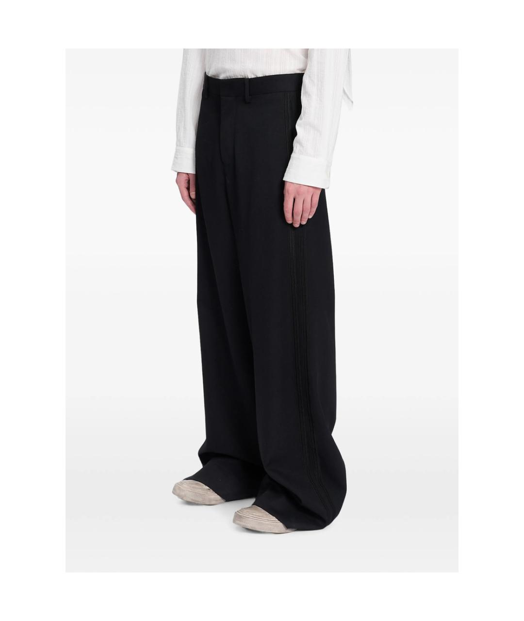 ANN DEMEULEMEESTER Черные шерстяные повседневные брюки, фото 4